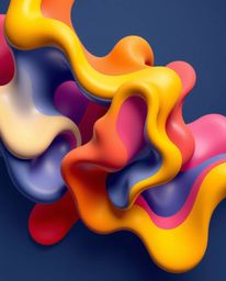 A vibrant 3D illustration showcasing fluid shapes dynamically morphing into one another in an endless loop. This expressive c