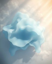Delicate watercolor painting showcasing 3D fluid shapes morphing in an endless loop, rendered with translucent washes and flu