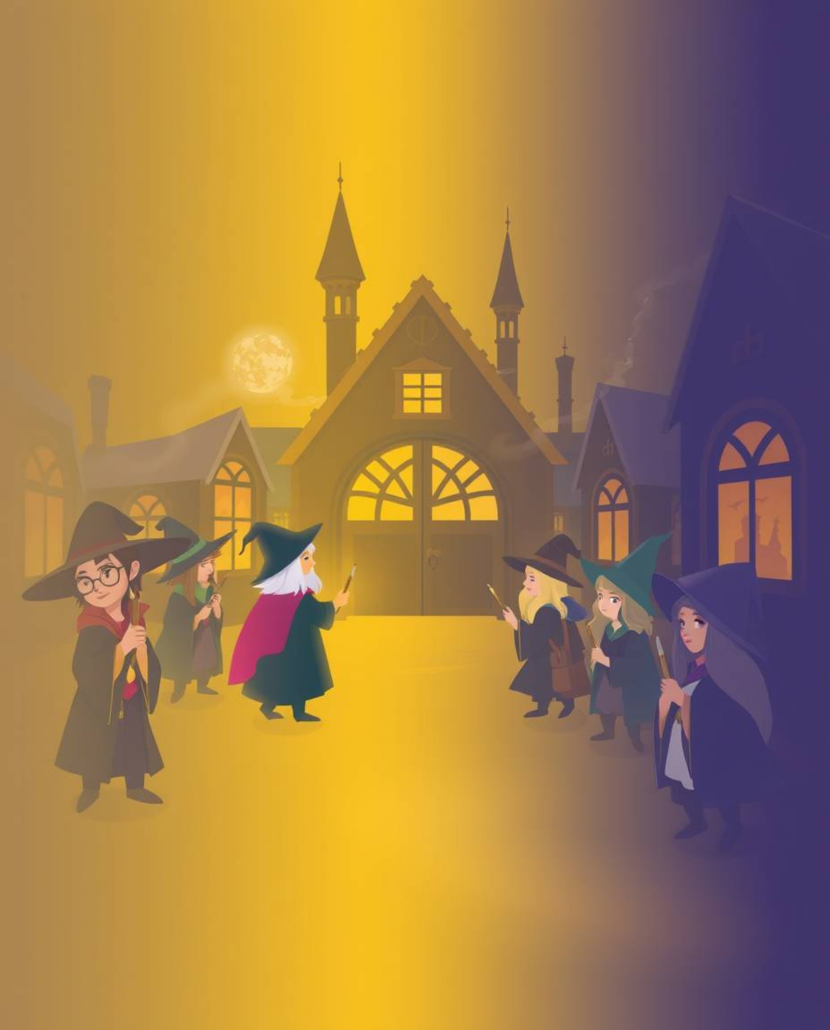 Dive into a whimsical world of a magical school brimming with young wizards.  Experience the seamless blend of deep blues tra