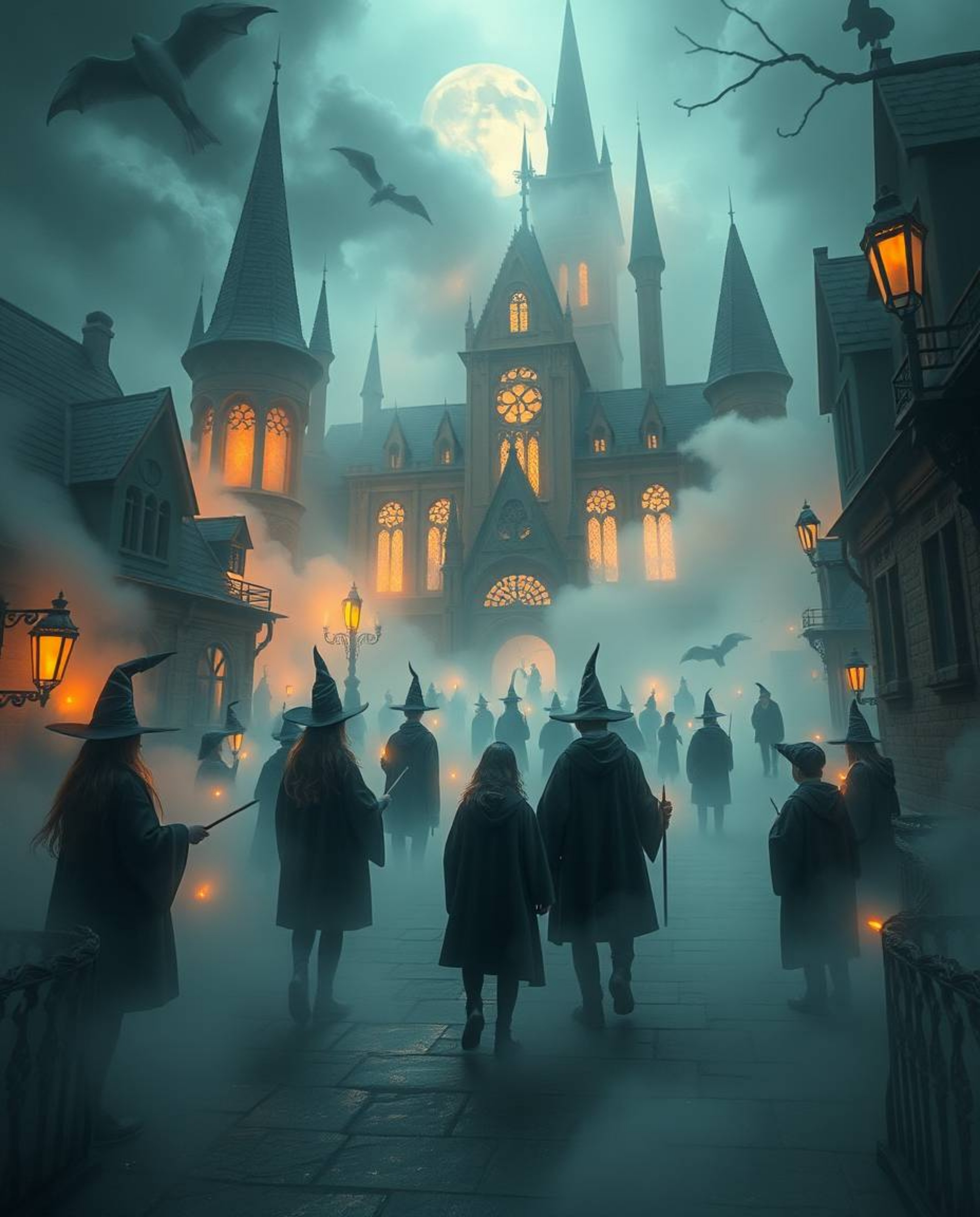 Explore a dreamlike and surreal magical school teeming with young wizards, shrouded in a thick fog that limits visibility. Th