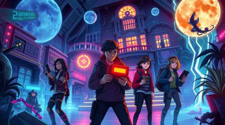 Dive into a futuristic sci-fi adventure where a group of tech-savvy teenagers unravel mysteries within a bioluminescent haunt