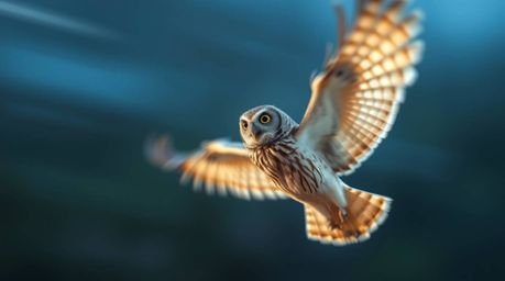 Capture the magic of long exposure photography with a captivating image of a blind owl teaching birds to fly. This scene, ins