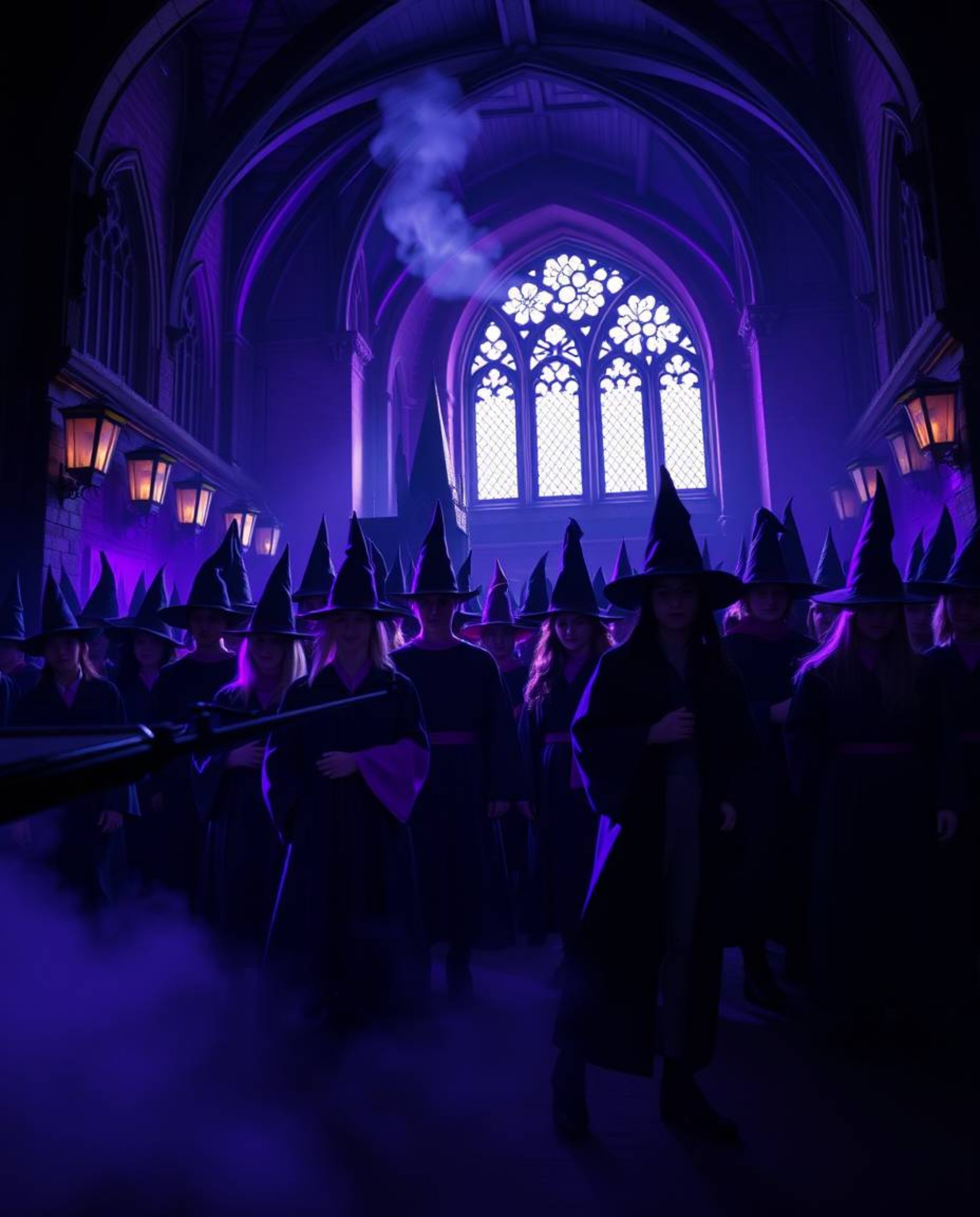 Explore a magical school teeming with young wizards, brought to life with high contrast, low key lighting and deep ultraviole
