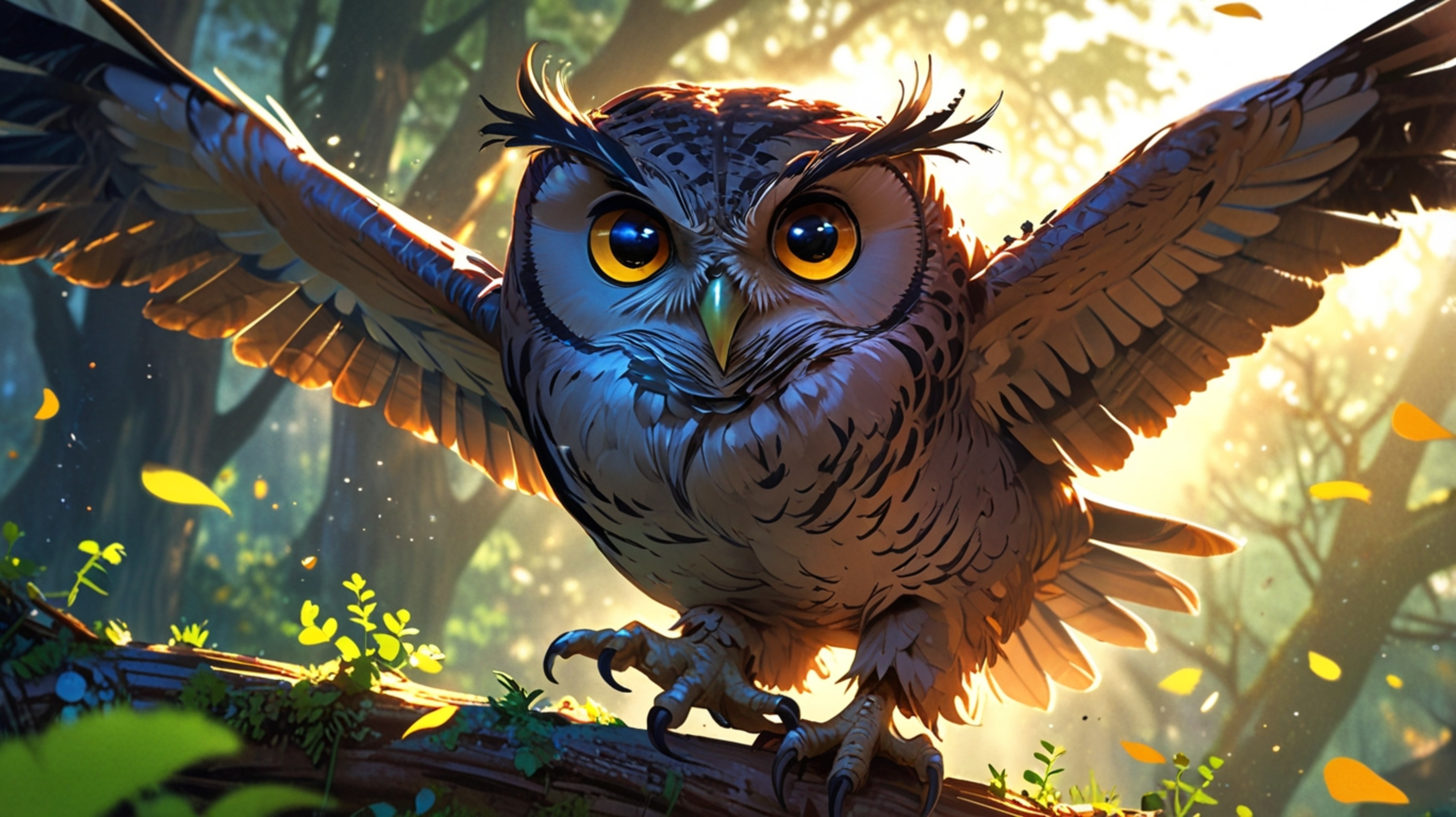 In a beautifully rendered scene that combines the charm of Pixar and the expressiveness of anime, a wise blind owl serves as 