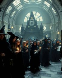 Discover a captivating futuristic wizarding school, rendered in intense jet-black sci-fi style. Experience the blend of adva