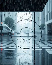 A captivating image showcasing a minimalist geometric pattern of circles and lines in the style of Bauhaus.  The scene is set
