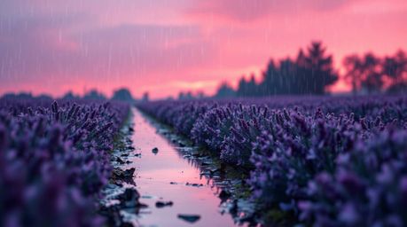 Immerse yourself in an intricate origami style scene featuring glowing lavender fields under a dreamy pink sky, all rendered 