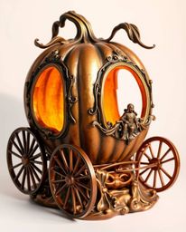 This awe-inspiring cast bronze sculpture captures the magical moment of a pumpkin transforming into a carriage. Rendered on a