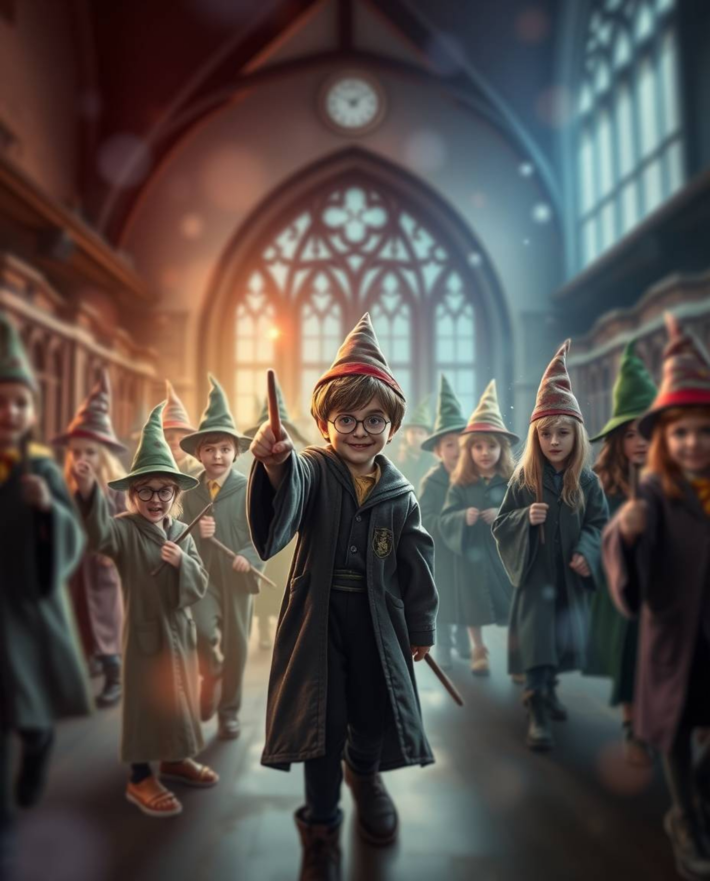 Immerse yourself in the enchanting world of a magical school brimming with young wizards. This artwork features a smooth grad