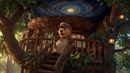 A highly detailed, high-resolution stock photo depicts a Pixar-inspired beaver, with warm, golden fur and endearing facial fe