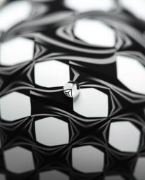Explore the intricate details of a black and white geometric pattern with this extreme macro close-up. Inspired by optical il
