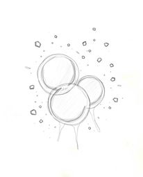 This captivating hand-drawn sketch features dynamic glassy fluid 3D shapes in perpetual motion, brought to life with pencil s