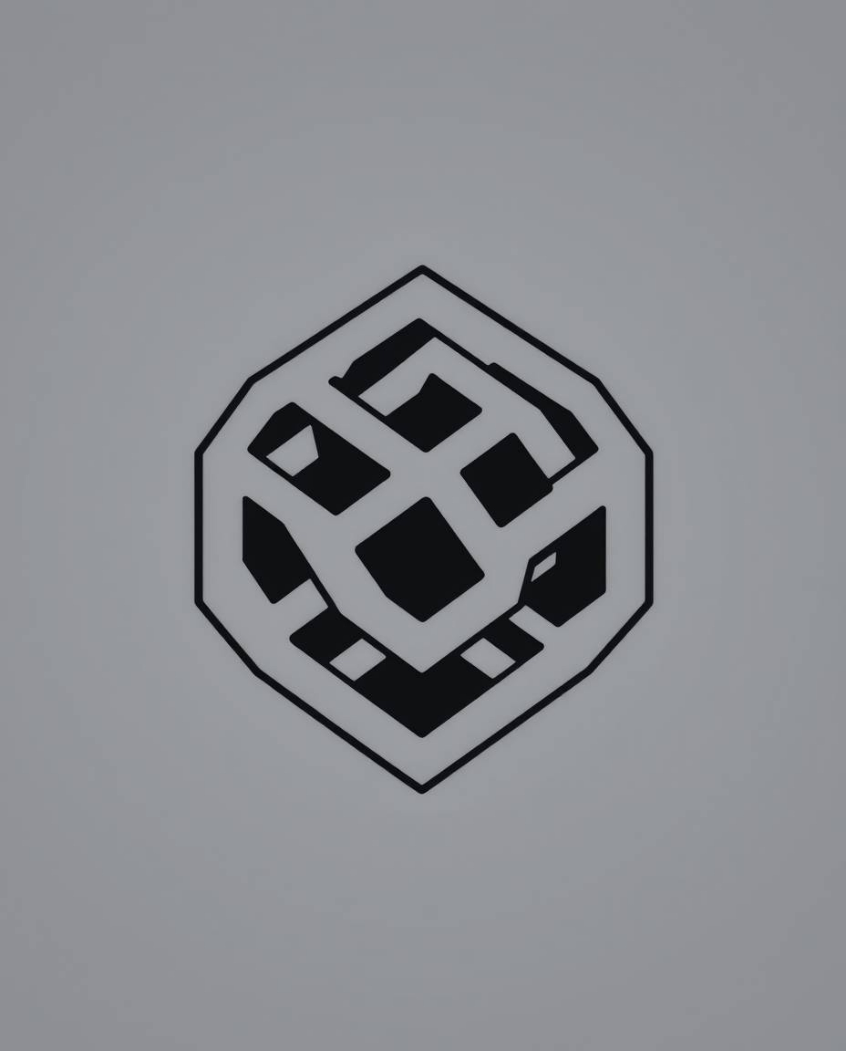 This striking logo design features a strong, moody style with a repetitive cube pattern inspired by Escher's impossible geome