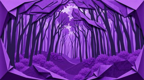 Experience a captivating chase scene through a looping forest backdrop, rendered in an intricate origami style.  The visuals 