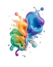 Explore a captivating 3D rendering featuring fluid organic blobs made of translucent materials, gracefully floating in space.