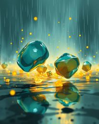 Experience a dynamic digital sketch featuring complementary epic colors, showcasing a low-angle view of glassy fluid 3D shape