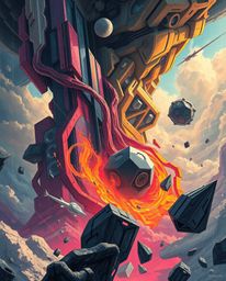 Immerse yourself in a futuristic sci-fi world with this captivating illustration. Dramatic weather clashes with advanced tech
