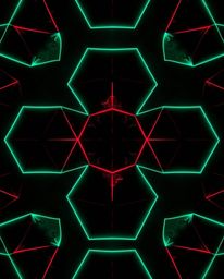 A distinct split creates an eerie atmosphere within this seamless geometric pattern of hexagons and triangles, rendered in a 