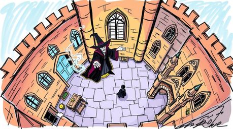 A captivating hand-drawn color sketchnote presents a classic Disney villain in the midst of casting a powerful spell within t