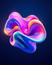 Experience the vibrant beauty of futuristic 3D fluid shapes illuminated with warm golden light and glowing edges against a de