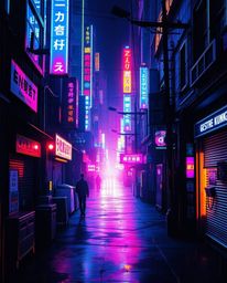 Explore a pixelated glitch image of a cyberpunk street, infused with intense dramatic lighting and dreamlike surreal imagery.
