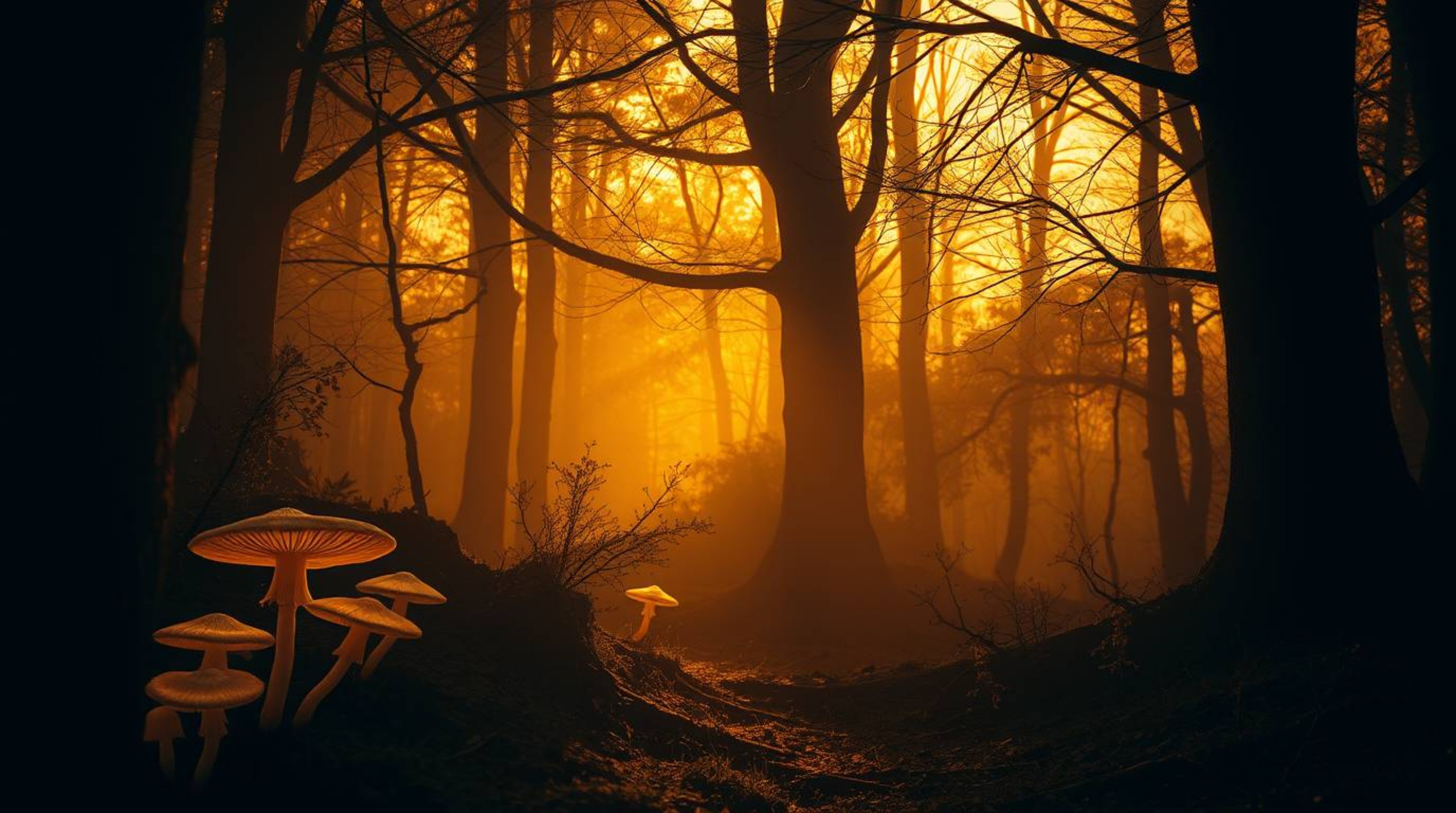 Explore a vintage-style enchanted forest scene bathed in the warm glow of golden hour light. This captivating environment fea