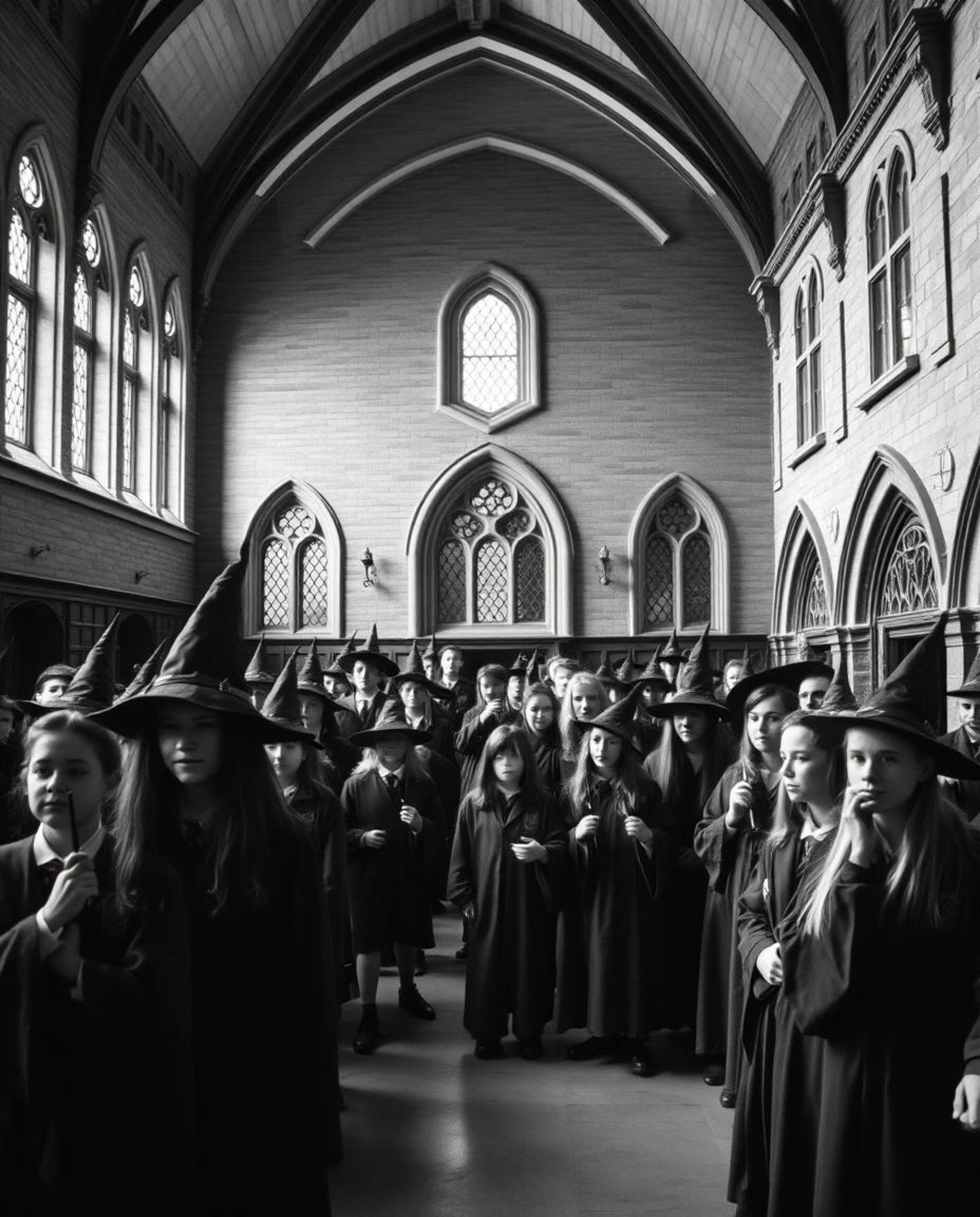 Step into a timeless world of magic with these stunning black and white photographs.  A magical school filled with young wiza