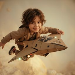 A stunning high fashion photography series capturing a boy with messy brown hair and bright, curious eyes lost in a world of 