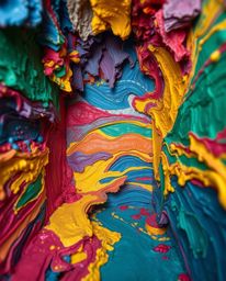 This artwork captures a stunning close-up of a room dynamically exploding with paint, meticulously sculpted from layered papi