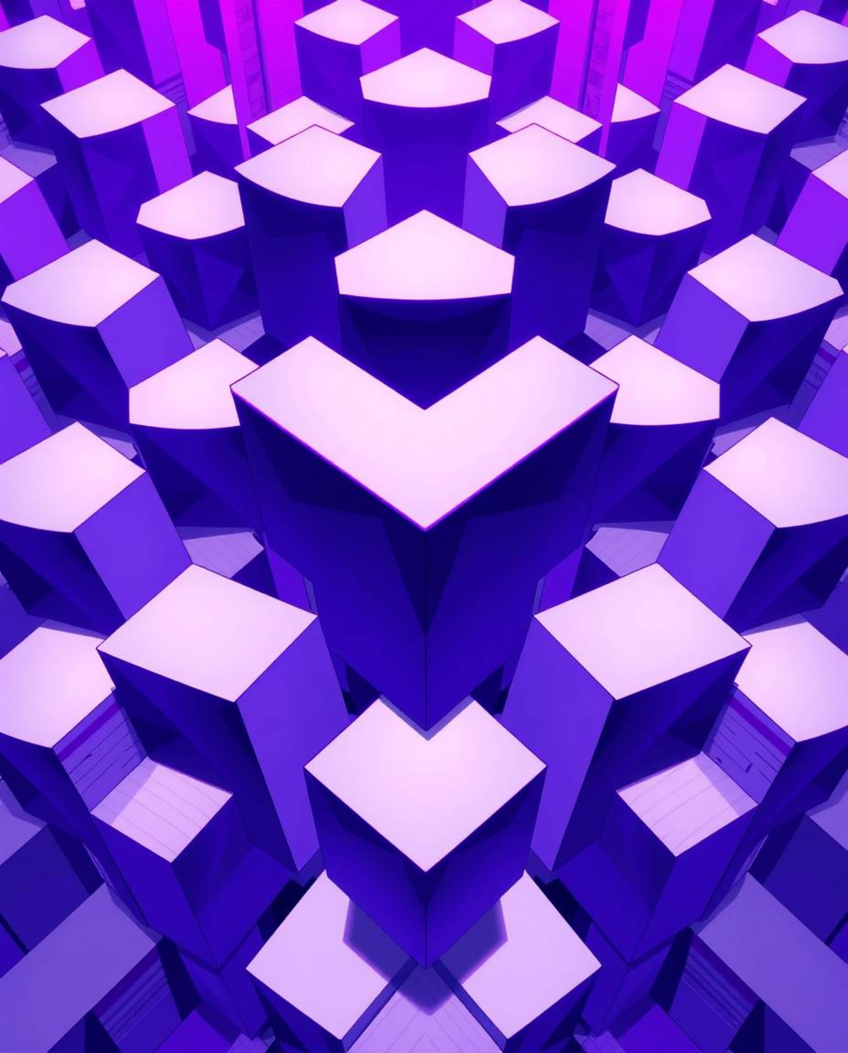 Explore an Isekai anime-inspired illustration featuring a mesmerizing, repetitive cube pattern within Escher-esque impossible