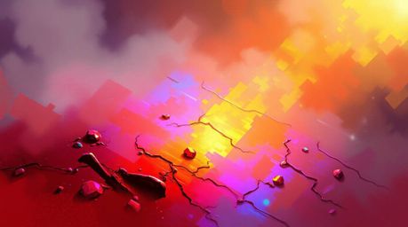A dynamic digital sketch showcasing an iridescent gradient texture on a metallic surface, brought to life with vibrant color 