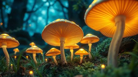 Experience the magic of an Isekai anime-style enchanted forest with this extreme macro close-up. Witness the ethereal glow of