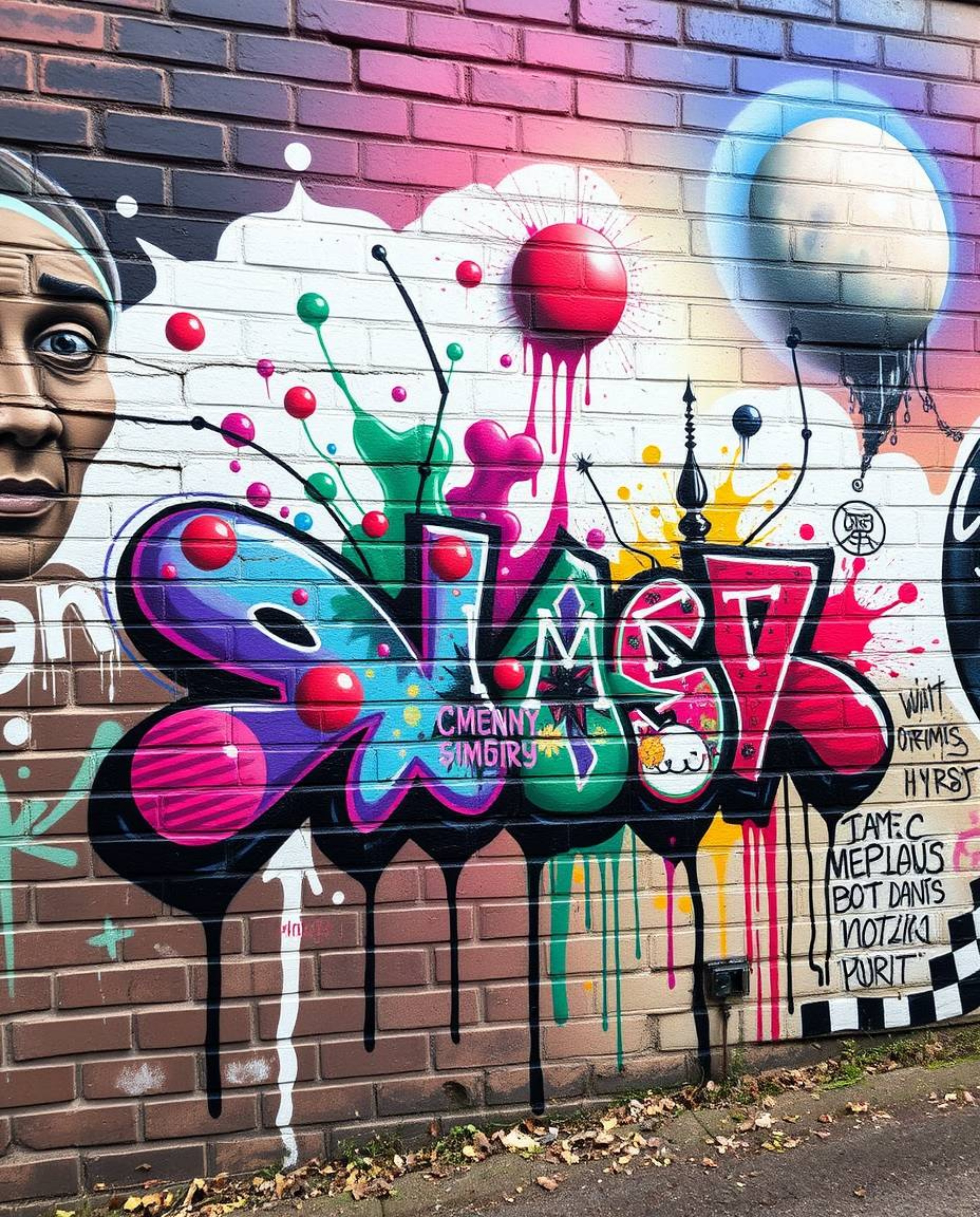 Explore a world of surreal graffiti art where dreamlike visions explode in colorful splashes on brick walls. These fantastica
