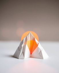 This mixed media artwork uniquely combines an intricate origami style with a beautiful blurred bokeh effect. The scene depict