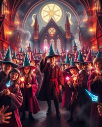 Experience a magical school on a grand scale, teeming with young wizards and heroic tales. The scene bursts with lively energ