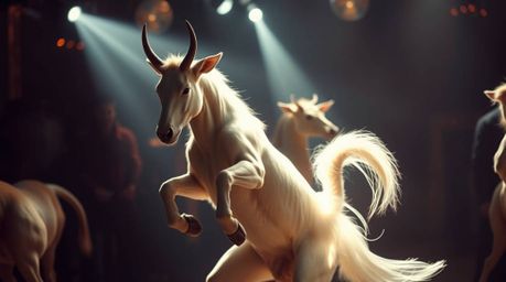 Experience a sophisticated animal dance party illuminated by dramatic hard light and vibrant disco lights.  The refined anima