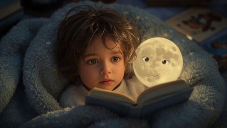 Step into a world of bedtime magic with this warmly lit, cinematic photograph, captured in a soft, filmic style reminiscent o