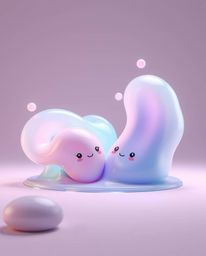Explore captivating 3D renders featuring adorable and cute abstract liquid forms in pastel colors and soft lighting. These vi