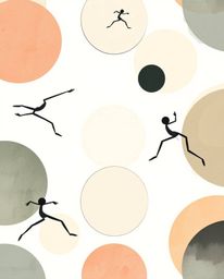 A captivating minimalist geometric pattern featuring circles and lines, rendered in a delicate watercolor style.  The design 
