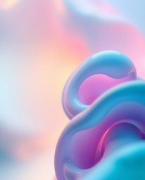 Immerse yourself in the mesmerizing beauty of abstract 3D liquid forms rendered in a blurred bokeh effect. Deep teal and past