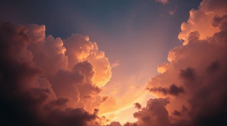 Capture the dramatic beauty of thunderstorm clouds illuminated by the warm glow of sunset. This professional fine art photogr
