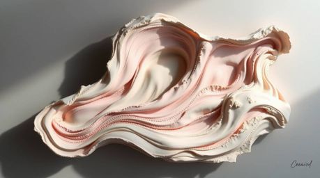 Explore a stunning collection of sculptural clay art depicting fluid abstract waves with captivating pastel gradients and tex