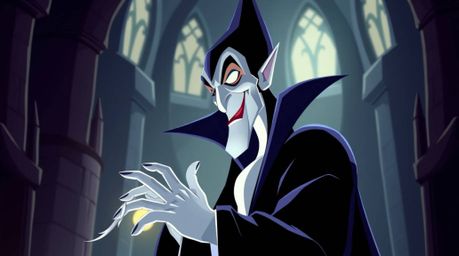 A captivating digital illustration of a classic Disney villain, reminiscent of iconic characters, casting a spell within a go