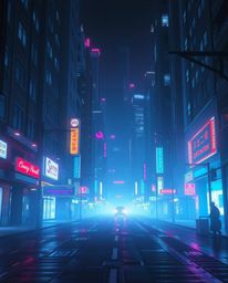 A captivating image showcasing a pixelated cyberpunk street scene bathed in soft, iridescent light.  The scene features a gli