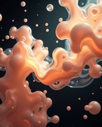 Explore a breathtaking 3D render featuring fluid, organic blobs composed of translucent materials gracefully floating in spac