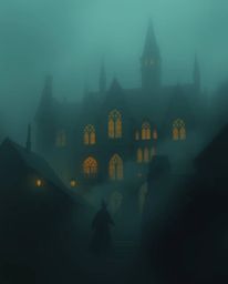 Explore a mystical school brimming with aspiring wizards, shrouded in dense fog and rendered in a painterly style. This low-v