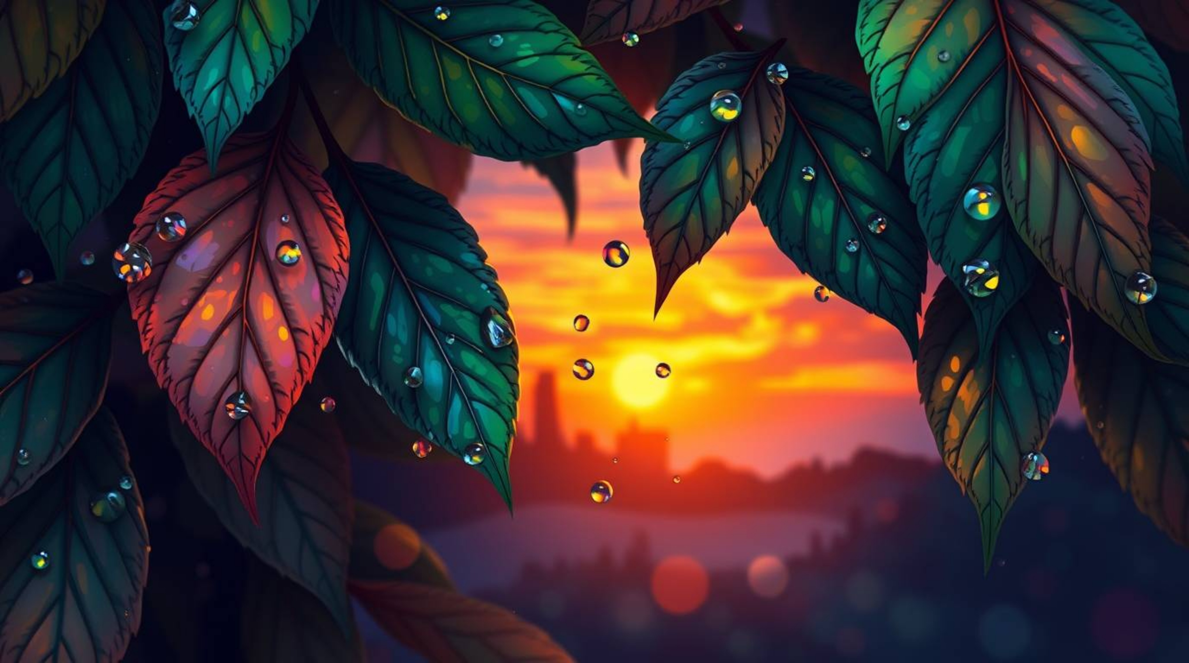 This stunning overhead bird's-eye view digital painting captures the mesmerizing beauty of iridescent colors shimmering acros