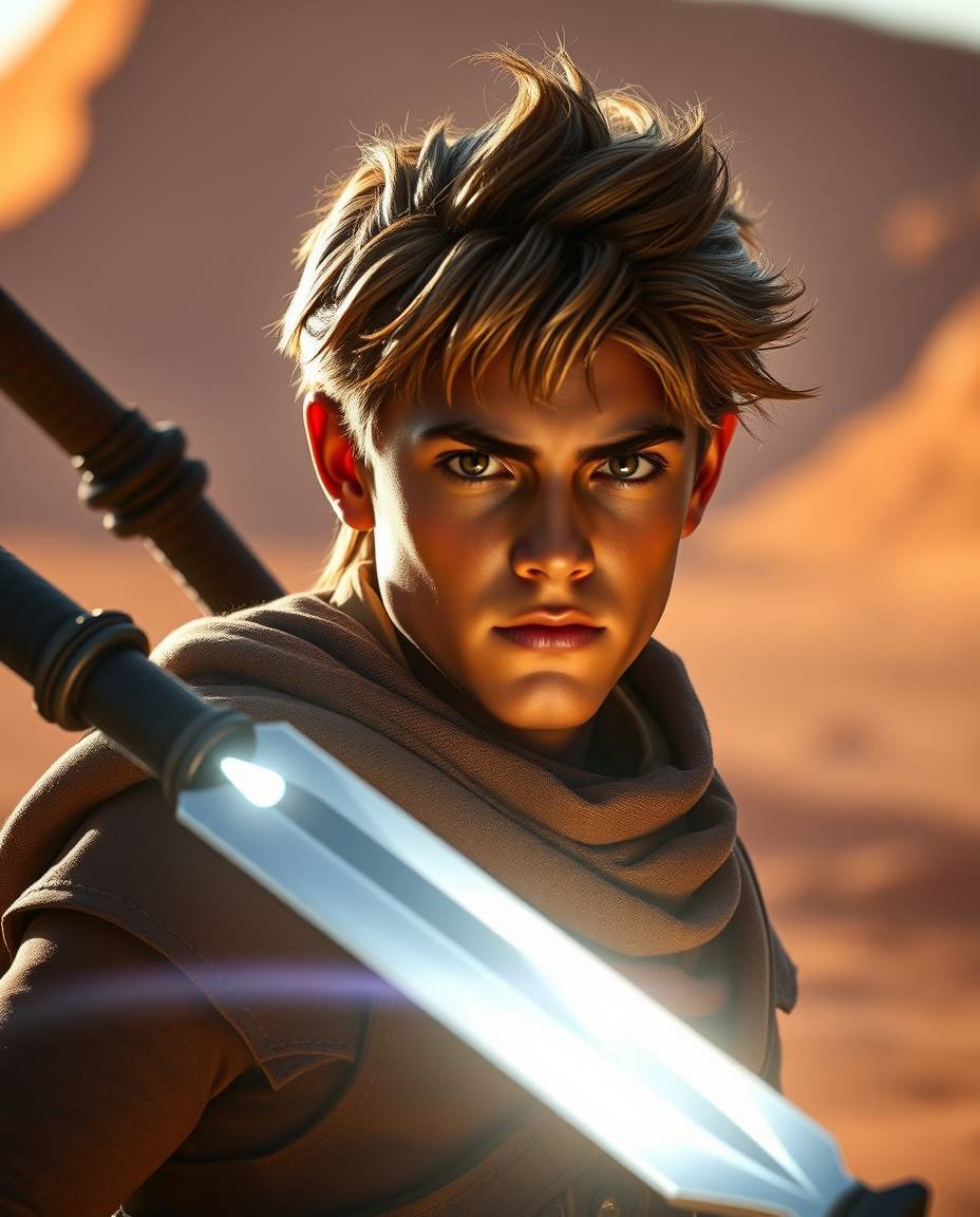 Embark on a captivating desert adventure with a brave, Disney-esque hero. This modern, futuristic tale is illuminated by stro