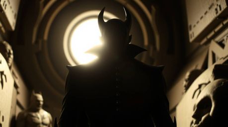 This series showcases sculptural clay art depicting a villain in a comedic breakdown against a bright light source. The exagg
