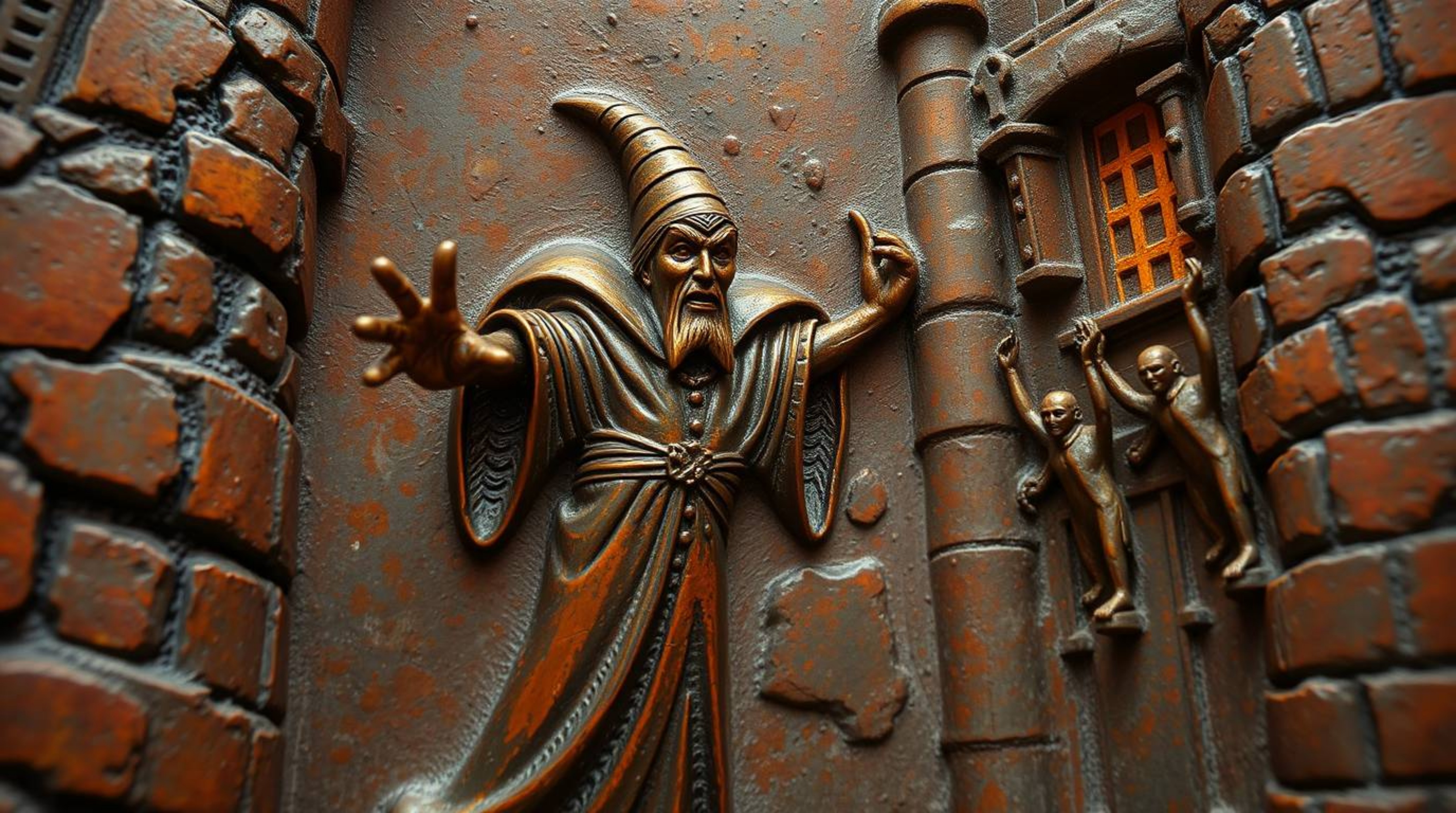 A captivating artwork featuring a classic Disney villain casting a spell within the aged walls of an old castle, rendered in 